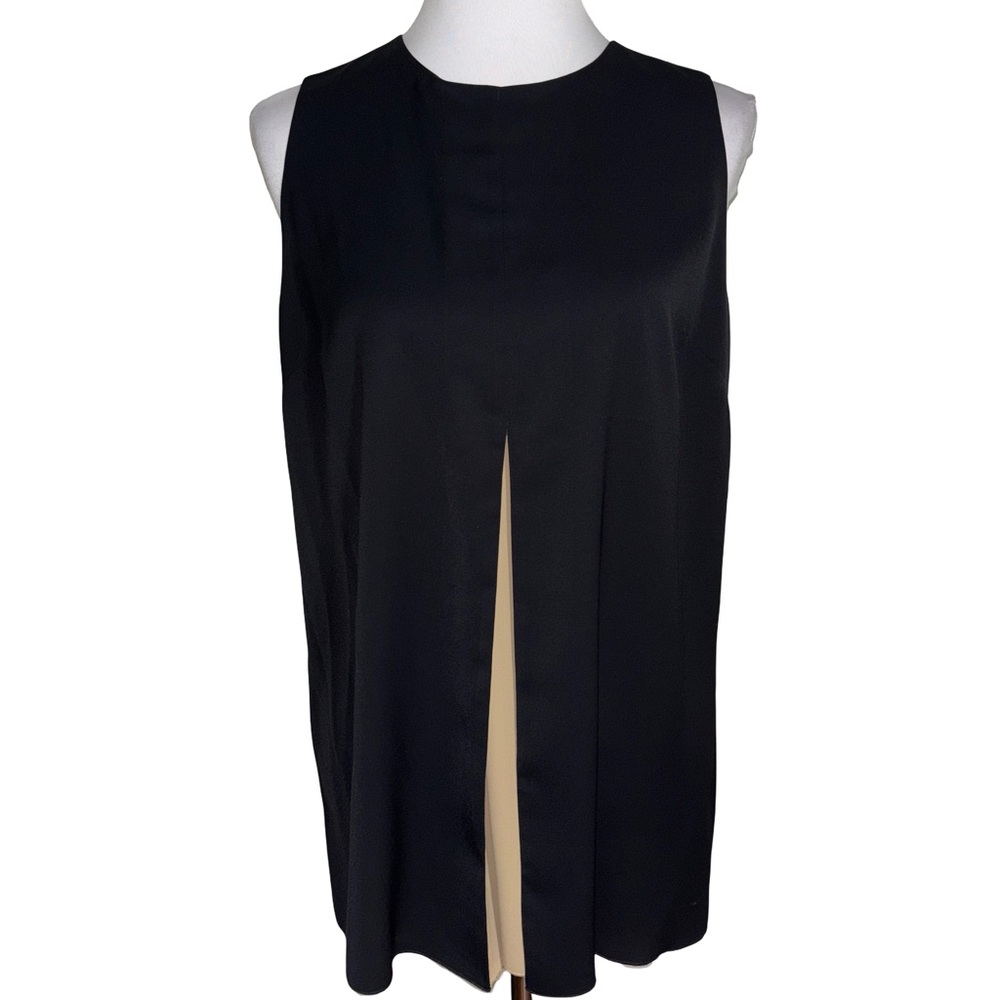 Chico's Black Label Sleeveless Blouse Tan Accent
